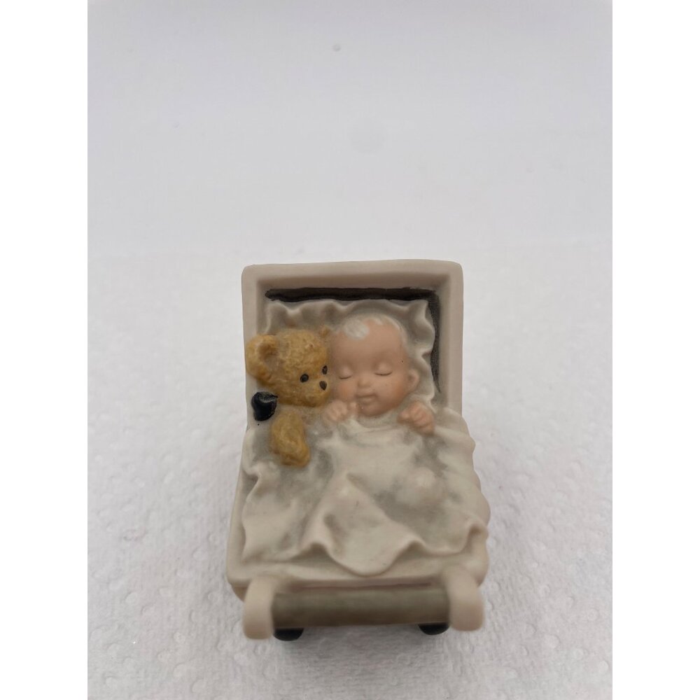Vintage 2000 NBM Bahner Studios "Its A Baby" Figurine In Stroller With Teddy Bea